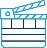 Clapperboard Line Blue Two Color Icon vector