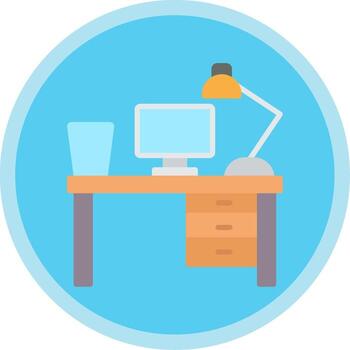 Work Table Flat Multi Circle Icon vector