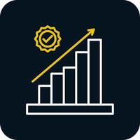 Bar Chart Line Yellow White Icon vector