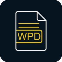 wpd archivo formato línea amarillo blanco icono vector