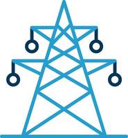 Electric Tower Line Blue Two Color Icon vector