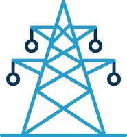 Electric Tower Line Blue Two Color Icon vector