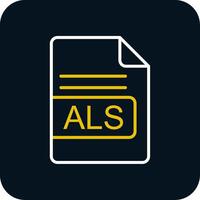 ALS File Format Line Yellow White Icon vector