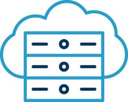 Cloud Server Line Blue Two Color Icon vector