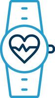 Heart Rate Monitor Line Blue Two Color Icon vector