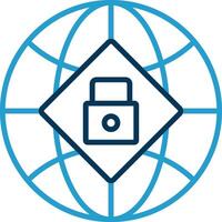 Global Security Line Blue Two Color Icon vector
