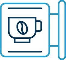 Cafe Signage Line Blue Two Color Icon vector