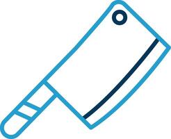 Butcher Knife Line Blue Two Color Icon vector