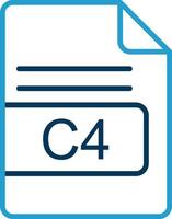 C4 File Format Line Blue Two Color Icon vector
