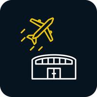 aeropuerto línea amarillo blanco icono vector