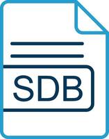 sdb archivo formato línea azul dos color icono vector