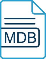 mdb archivo formato línea azul dos color icono vector