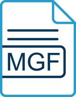 mgf archivo formato línea azul dos color icono vector