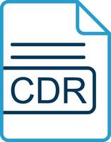 cdr archivo formato línea azul dos color icono vector