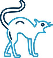 Black Cat Line Blue Two Color Icon vector