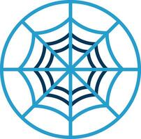 araña web línea azul dos color icono vector