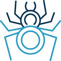 araña línea azul dos color icono vector