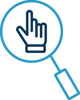 Hand Search Line Blue Two Color Icon vector