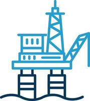 Drilling Rig Line Blue Two Color Icon vector