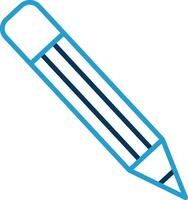 lápiz línea azul dos color icono vector