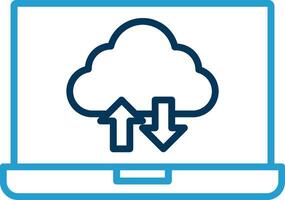 Cloud Computing Line Blue Two Color Icon vector
