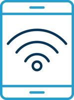 Wifi línea azul dos color icono vector