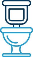 baño línea azul dos color icono vector