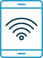 Wifi Signal Line Blue Two Color Icon vector