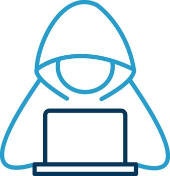 Hacker Line Blue Two Color Icon vector
