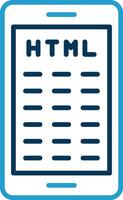 Mobile Coding Line Blue Two Color Icon vector