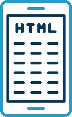 Mobile Coding Line Blue Two Color Icon