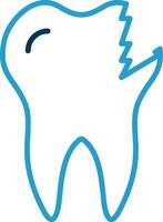 Broken Tooth Line Blue Two Color Icon vector