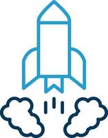 Rocket Launch Line Blue Two Color Icon vector