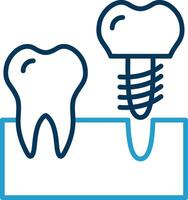 implantes línea azul dos color icono vector