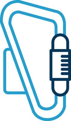Carabiner Line Blue Two Color Icon