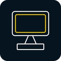 Monitor Screen Line Yellow White Icon vector