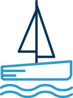 Catamaran Line Blue Two Color Icon vector