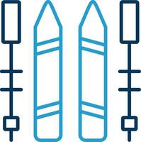 esquiar línea azul dos color icono vector