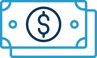 Dollar Bill Line Blue Two Color Icon vector