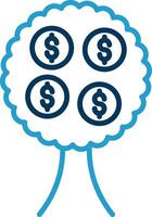 Money Tree Line Blue Two Color Icon vector