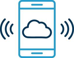 Mobile Cloud Line Blue Two Color Icon vector