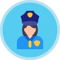 Police Woman Flat Multi Circle Icon vector