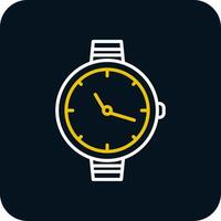 reloj línea amarillo blanco icono vector