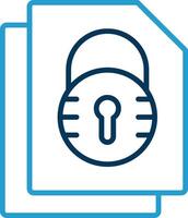 Security File Lock Line Blue Two Color Icon vector