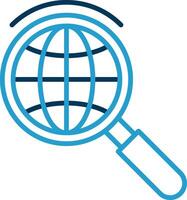 Global Search Line Blue Two Color Icon vector