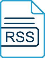 rss archivo formato línea azul dos color icono vector