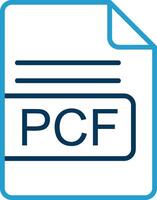 pcf archivo formato línea azul dos color icono vector