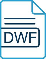 dwf archivo formato línea azul dos color icono vector