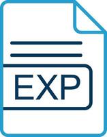 EXP File Format Line Blue Two Color Icon vector