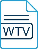 wtv archivo formato línea azul dos color icono vector